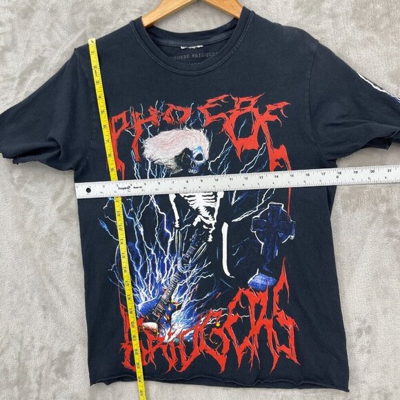 Phoebe Bridgers Cut Off Skeleton Punisher Skull Lightning Graphic Tee - Picture 9 of 9